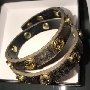 Tory Burch Leather Double Wrap Bracelet
